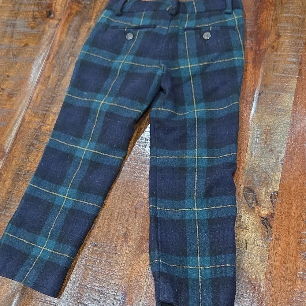 Polo by Ralph Lauren Green Blue Plaid Wool Pants Size 3T